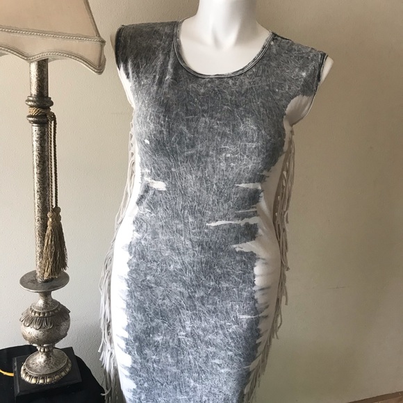 tie dye fringe dress